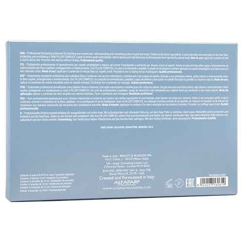 Alfaparf Milano Semi di Lino Density Thickening Leave-In Treatment for Thin Hair - Thermal Protection - Builds Body, Plumps Hair - Volumizing Hair Product - Youthful and Thicker Hair - 6 Vials