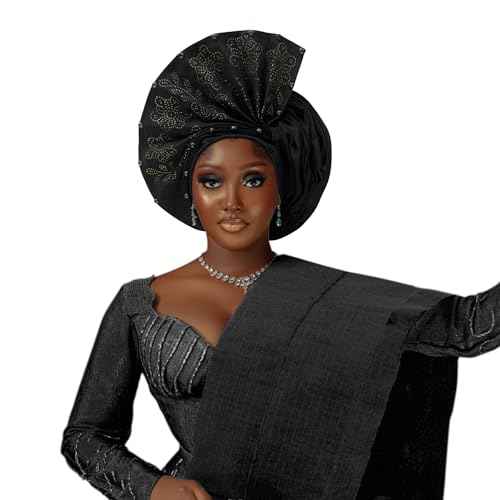 African Headpiece Nigerian Headwear,auto gele Nigerian Headwear,Headwraps for Woment,Monochrome Elastic Women's hat