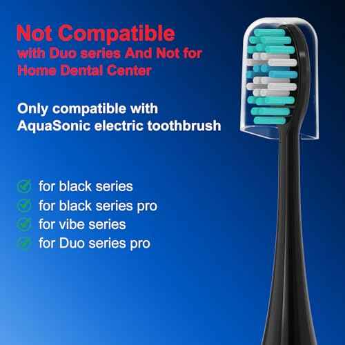 12 Pack Replacement Toothbrush Heads for AquaSonic Black Series & Pro/Vibe Series/Duo Series Pro - Compatible with AquaSonic Electric Toothbrush, Dupont Bristles with Cover-Black