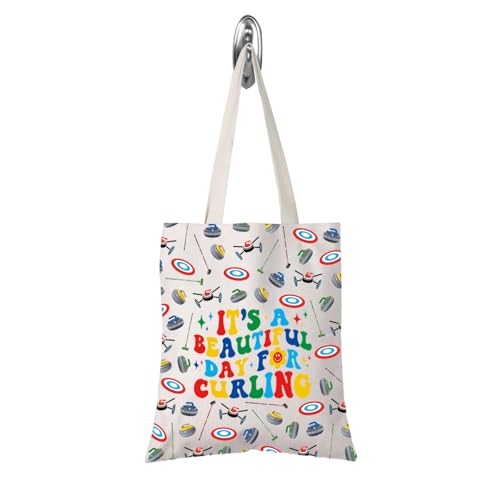 TSOTMO Cute Curling Tote Bag for Curling Fans Sport Lover Gift - It's a Beautiful Day for Curling