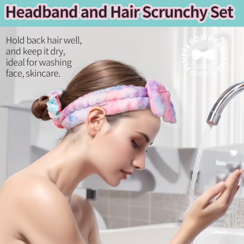 Tie-Dyed Colorful Spa Headbands & Hair Ties Set for Women & Girls - 6pcs