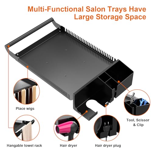 Hairstylist Rolling Cart, Salon Tray Cart on Wheels, Salon Trolley Braiding Hair Rack,Coloring Tray with Holder, Rolling Tool Trolley Hairstylist Station Organizer