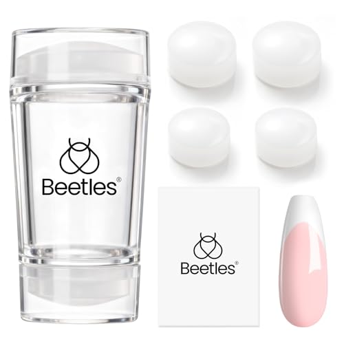 Beetles French Tip Nail Stamp Set with 6 Silicone Tips & Dual Stampers - Clear Variation A