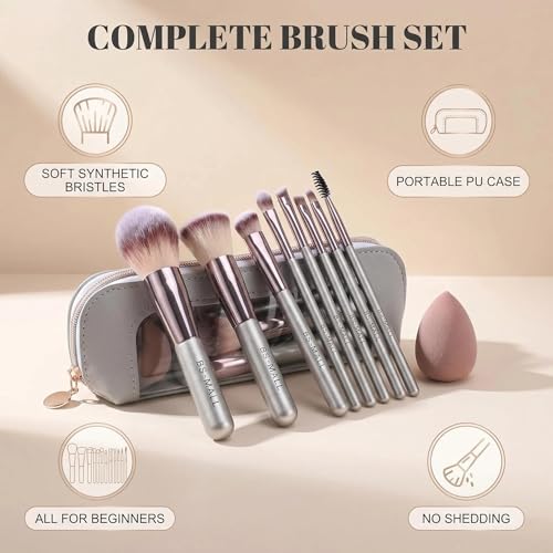14-Piece Makeup Brush Set with Leather Travel Case