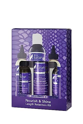 The Mane Choice Hair Care Nourish & Shine Length Retention Kit: 2 x 4 oz The Alpha Multi-Vitamin Scalp Nourishing Hair Growth Oil & 1 x 8 oz 3-in-1 Leave In Conditioner, Co-Wash & Detangler