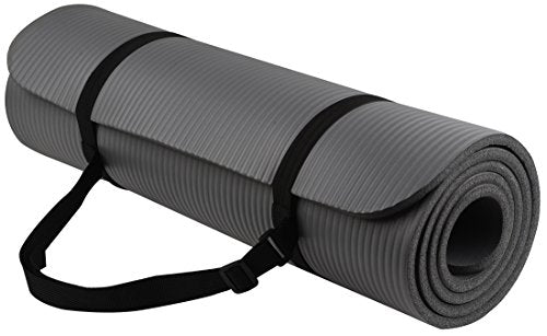 Signature Fitness All Purpose 1/2-Inch Extra Thick High Density Anti-Tear Exercise Yoga Mat with Carrying Strap with Optional Yoga Blocks, 9"L x 5"W x 24"Th, Multiple Colors