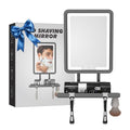 GURUN Heated Shower Mirror Fogless for Shaving, 360¡Æ Adjustable Shaving Mirror with Light, Rechargeable Anti-Fog Shower Mirror with Storage Tray & Razor Holders
