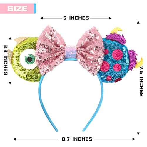 MADO Mike James mouse ears headband for women adults kids,Park mini ears headbands for women kids girls (monster-a)