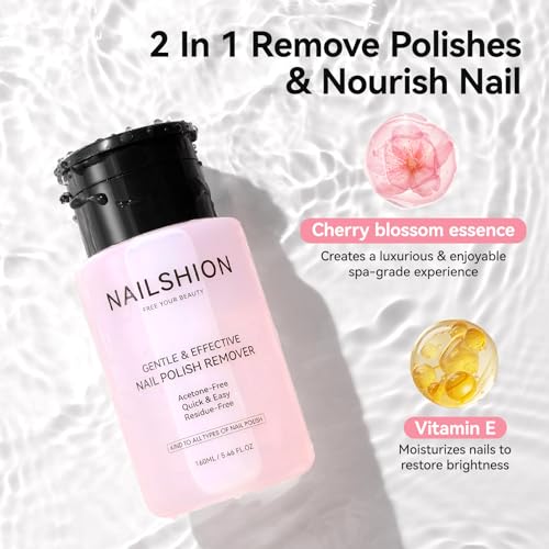 Non-Acetone Nail Polish Remover - Quick 5s Removal, Cherry Blossom Scent, 5.46 Fl Oz
