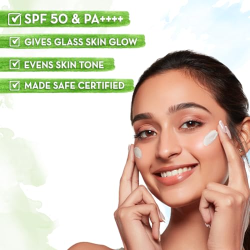 Mamaearth Rice Water Sunscreen SPF 50 PA++++, Lightweight Hydrating Face Sunscreen with Niacinamide & Natural Ingredients, UVA/UVB Protection,1.76 Oz (50g)