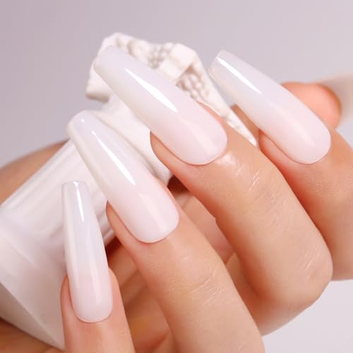 Imtiti Rubber Base Gel Polish, 15ML Milky White Color Base Gel For Nails Builder Gel Sheer Jelly Gel Nail Polish Strengthener Gel Nail For Starters DIY Nail Art Soak Off UV LED