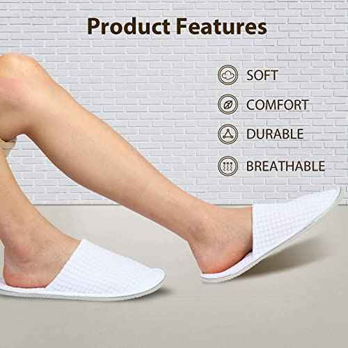 Anmerl 10 Pairs Disposable Hotel Slippers - Bulk Guest House Shoes for Spa, Wedding, Travel, Universal Size, Non-Slip, Washable with Individual Packaged