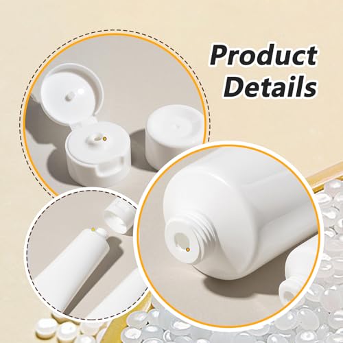 erioctry 20PCS 100ml/3.4oz Plastic White Empty Refill Cosmetic Packing Bottle Jars with Flip Cover Makeup Water Cleanser Shower Gel Emulsion Lotion Liquid Sample Storage Container