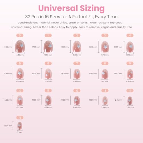 Star Gazing Nail Reformation Extra Short Round 32 Pcs - Press-On Nails
