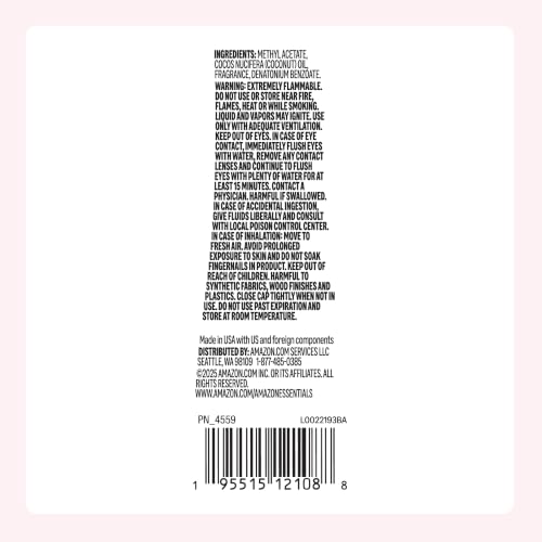 Amazon Essentials Non-Acetone Nail Polish Remover with Coconut Oil 6 Fl Oz