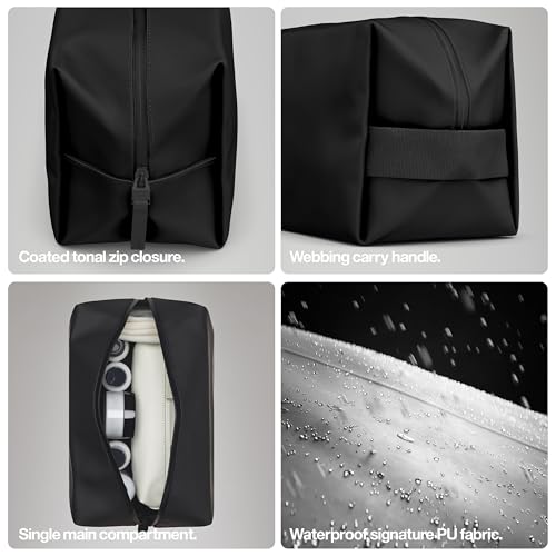 RAINS Wash bag large - Large Toiletry Bag for Men and Women - Wash bag for Travel (Black)