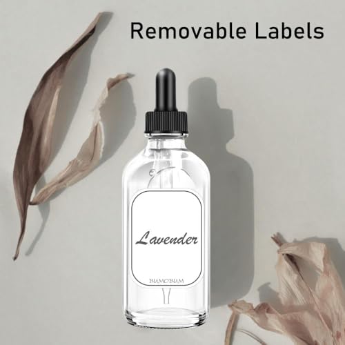 2 Pack 4oz Clear Glass Dropper Bottles for Essential Oils
