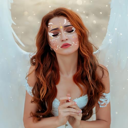 Angel Face Temporary Tattoos - 4 Sheets Halloween Costume