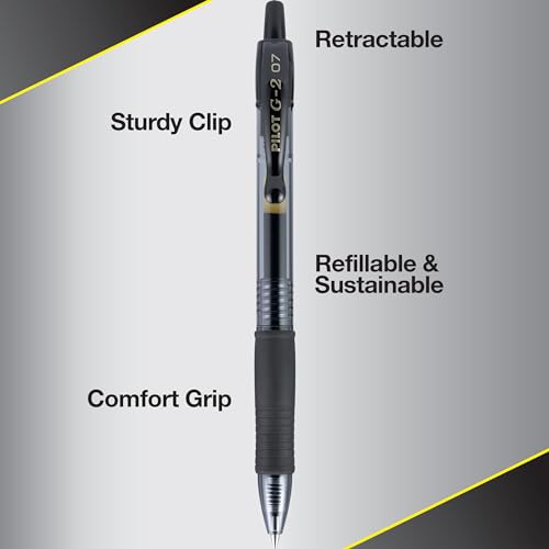 PILOT G2 Premium Gel Pens, Fine Point, Black, 12-Pack