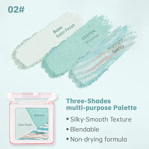 Light Green Baked Eyeshadow Palette - 3 Shade Shimmer