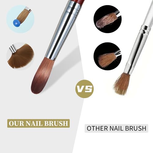 100% Pure Kolinsky Acrylic Nail Brush Solid Wood Handle Professional Manicure Brushes for Powder Nail Acrylic Application - Salon & DIY Nail Art Essentials - Size 12, 1.0 Count
