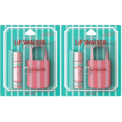 Lip Smacker Holiday Getaway Lip Balm + Mini Tote Keychain, Moisturizing Lip Care, Fun Collectible Gift & Stocking Stuffer - Chocolate Mint Flavor (Pack of 2)