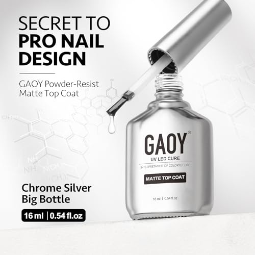 GAOY Matte Gel Top Coat 16ml - Powder-Resist Chrome Proof Velvet Finish