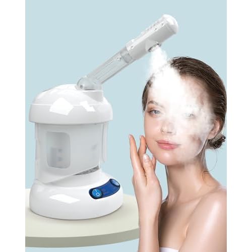 Tabletop Facial Steamer - Kingsteam Nano Ionic Face Steamer with 360¡Æ Rotating Arm, Moisturize, Remove Blackheads, Portable Facial Steamer for Home Facial Spa or Beauty Salon, White