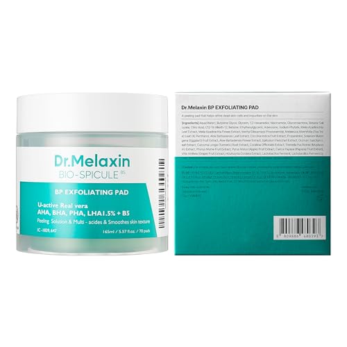 Dr.Melaxin BP Pore Exfoliating Pad for Dead Skin & Blackheads, Minimize Pores, Prevent Breakouts, Improve Skin Texture, Korean Skincare, 165ml, 70pads.