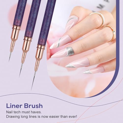 YIHUALE 5-Piece Purple Nail Art Brush Set for DIY Manicure & Nail Design