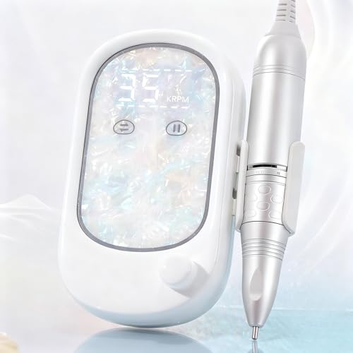 Kylara Nail Drill Professional Electric Nail File, 35000 RPM Quiet Cordless Nail Drill Machine for Acrylics & Gel with Long Battery,Low Noise & Vibration Efile for Nails for Manicure & Nail Art