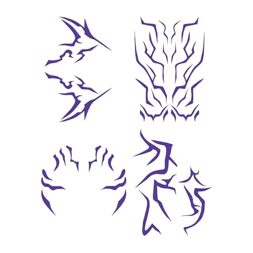 Anime Purple Temporary Tattoos for Cosplay & Halloween