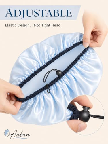 Auban Adjustable Shower Cap, Double-Layer Waterproof, Extra Large