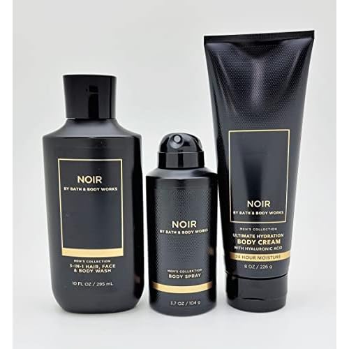 Bath & Body Works - Noir for Men 3-in-1 Hair, Face & Body Wash, Body Spray and Hydration Cream (2021)
