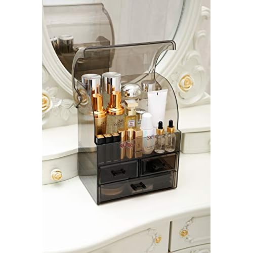MOOCHI Professional Large Cosmetic Makeup Organizer Dust Water Proof Cosmetics Storage Display Case with Drawers