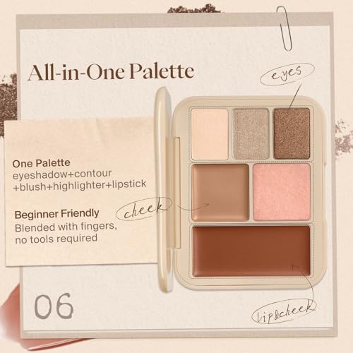 Joocyee 6-Color 5-in-1 Face Palette Coffee Look - Travel-Ready Lookbook