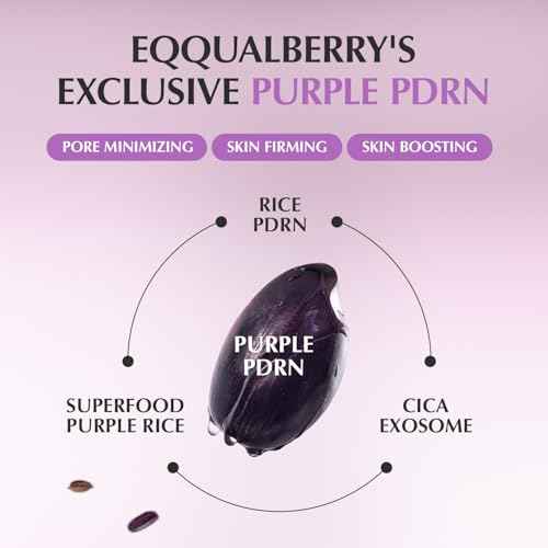EQQUALBERRY Purple PDRN Pore Minimizing Serum ? Vegan Collagen & Peptides for Pore Refining & Skin Elasticity | Niacinamide & CICA Exosome for Calming | Korean Glass Skin, 1.01 FL OZ
