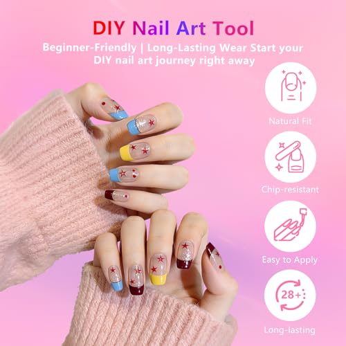 BETE Medium Almond Clear Acrylic Nail Tips - 224 Pcs, 16 Sizes