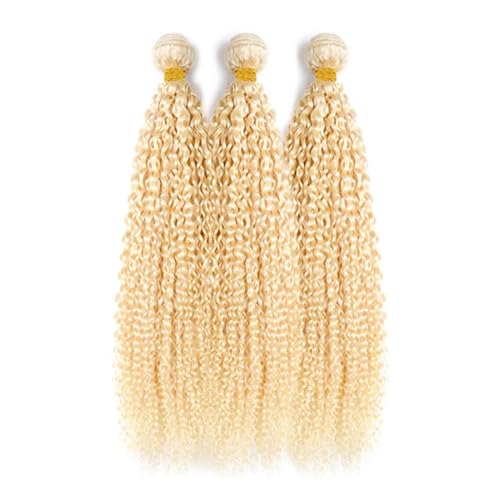 Freiuoke 613 Dark Gold Blonde Kinky Curly Hair Bundles - 3 Pack, 30 Inch Virgin Human Hair