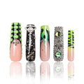 LOVFUL Press on Nails Dare to Roar French Tip | Handmade with Full Covered Crystals | Reusable Full Cover Nails | Square Mid length 1.7 in | H153-L