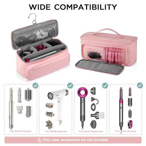 CHICECO Hair Tool Travel Bag for Shark FlexStyle Airwrap Hair Dryer and Styling Accessories Tools Storage Bag, Waterproof Travel Carrying Case Hair Tool Organizer, Gift for Women (Pink)