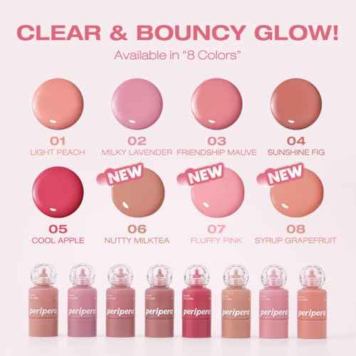 PERIPERA SYRUPY TOK CHEEK 5 Colors, Liquid Blush, Dewy Finish and Hydrates All day, Soft Velvet Texture Face Cheek Tint (02 MILKY LAVENDER, One Size)