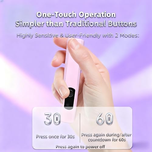 Kylara Pink Handheld UV Nail Lamp for Gel Nails, 60Min Cordless LED Nail Dryer
