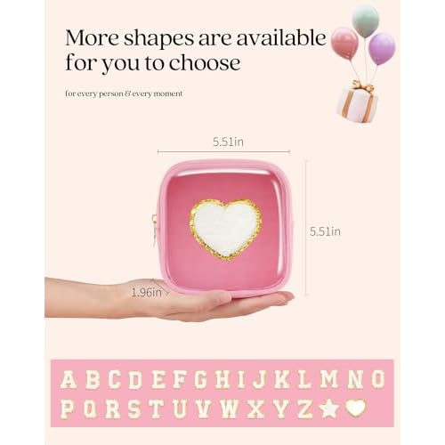Pocmimut Makeup Bag,Teen Girl Gifts Trendy Stuff for 6 7 8 9 10 11 12 Year Old Girls,Initial Cosmetic Bag Gifts Graduation Teacher Gifts,Star