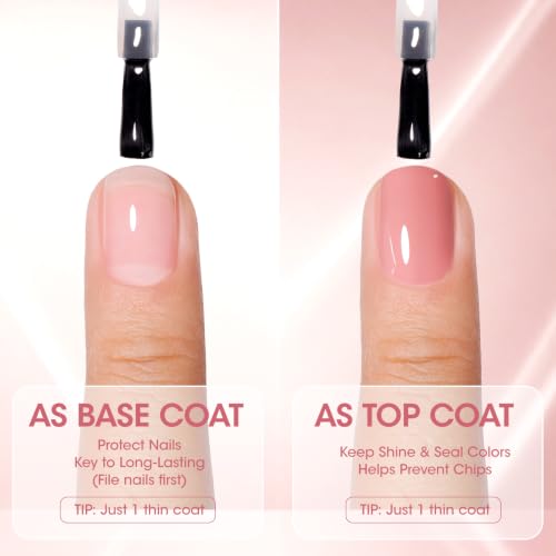 GELLEN 3-in-1 Clear Nail Strengthener Polish & Top Coat with Keratin