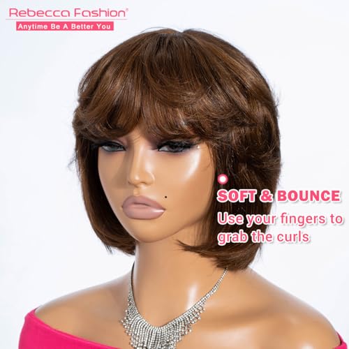 Rebecca Fashion Brazilian Remy Short Bob Wig with Bangs