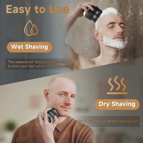 Head Shaver for Bald Men,7D Electric Bald Razor with Storage Bag,Waterproof Wet Dry Shaving,Cordless Bald Head Shaving Kit,Rechargeable Shavers for Scalp/Face/Beard,USB-C Fast Charging,Men's Gift
