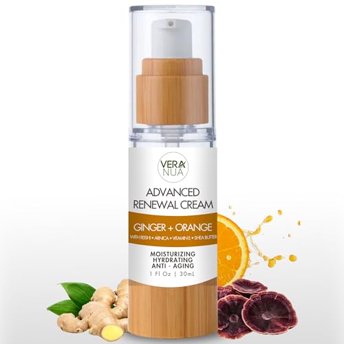 Ginger Orange Moisturizer Face Cream - With Reishi Mushroom, Arnica, Jojoba, Vitamin E, Shea Butter, Rose Water, and Arrowroot - Moisturizing, Anti Aging, and Hydrating