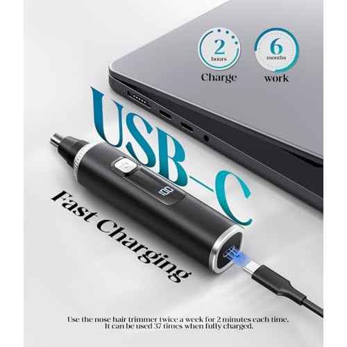 Nose Hair Trimmer for Men and Women, Type-C Rechargeable Precision Groomer with Double-Edged Blades, Painless & IPX7 Waterproof Design for Nose, Ears, Eyebrows and Facial Hair