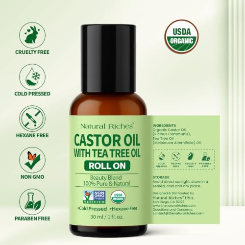 Castor Oil with Tea Tree Oil - Hair & Scalp Care Roller 1oz